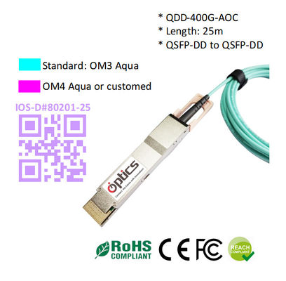 QSFPDD-400G-AOC1M-B8 400G QSFPDD to 8*50G QSFP56 Breakout AOC (Active Optical Cable) Cables 1M 400G QSFP DD AOC